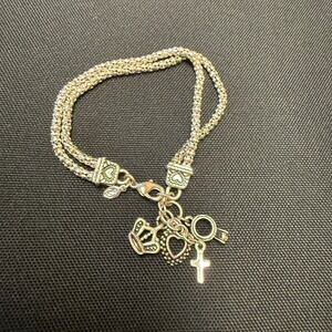 Premier Designs Jewelry Thick Double Row Gold Tone Bracelet With Charms